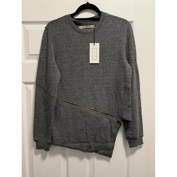 Stylish Grey Micah Cohen Sweatshirt Exclusive Asymmetric Zip - Picture 1 of 5